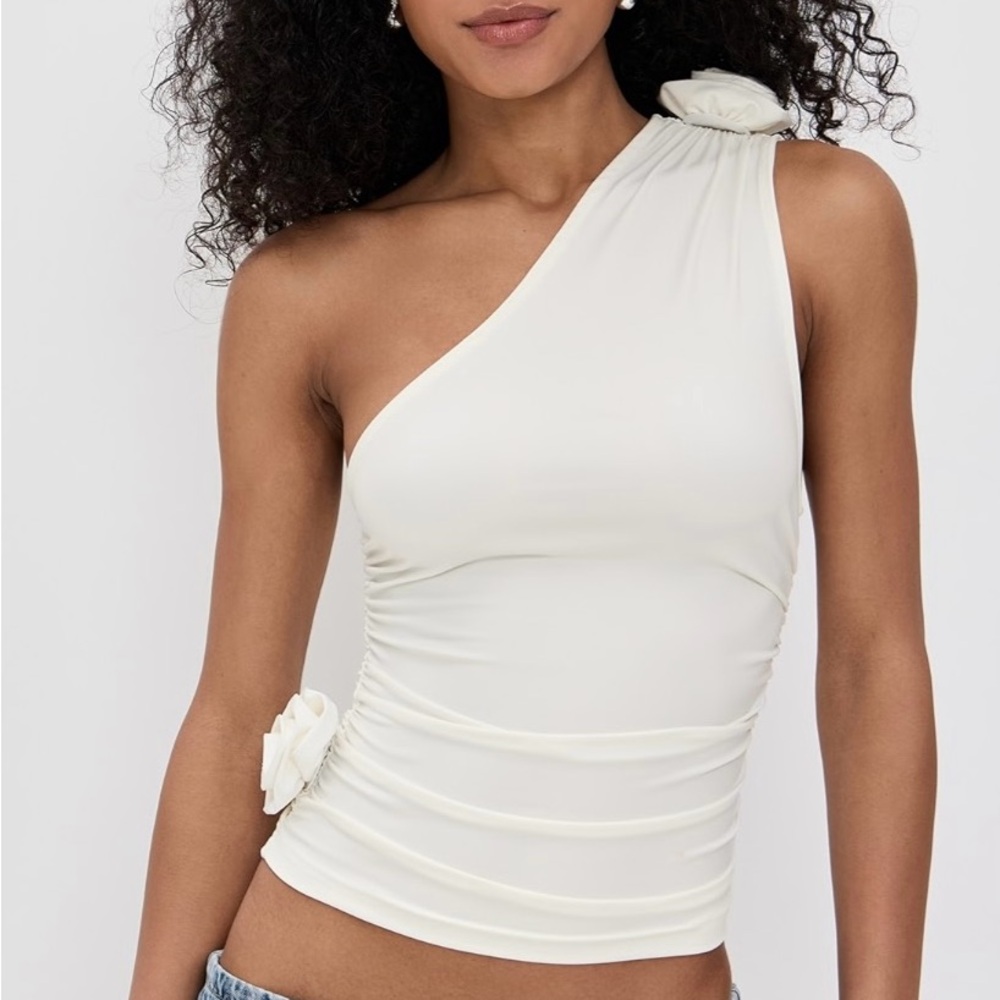One Shoulder Tank Top by Lioness in Porcelain, 3D Rosettes. Size XXXL (14). New!